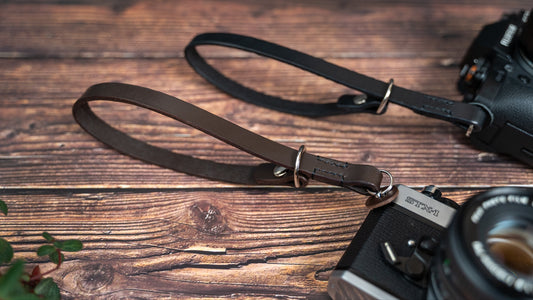 Brown Adjustable Slim Leather Camera Wrist Strap