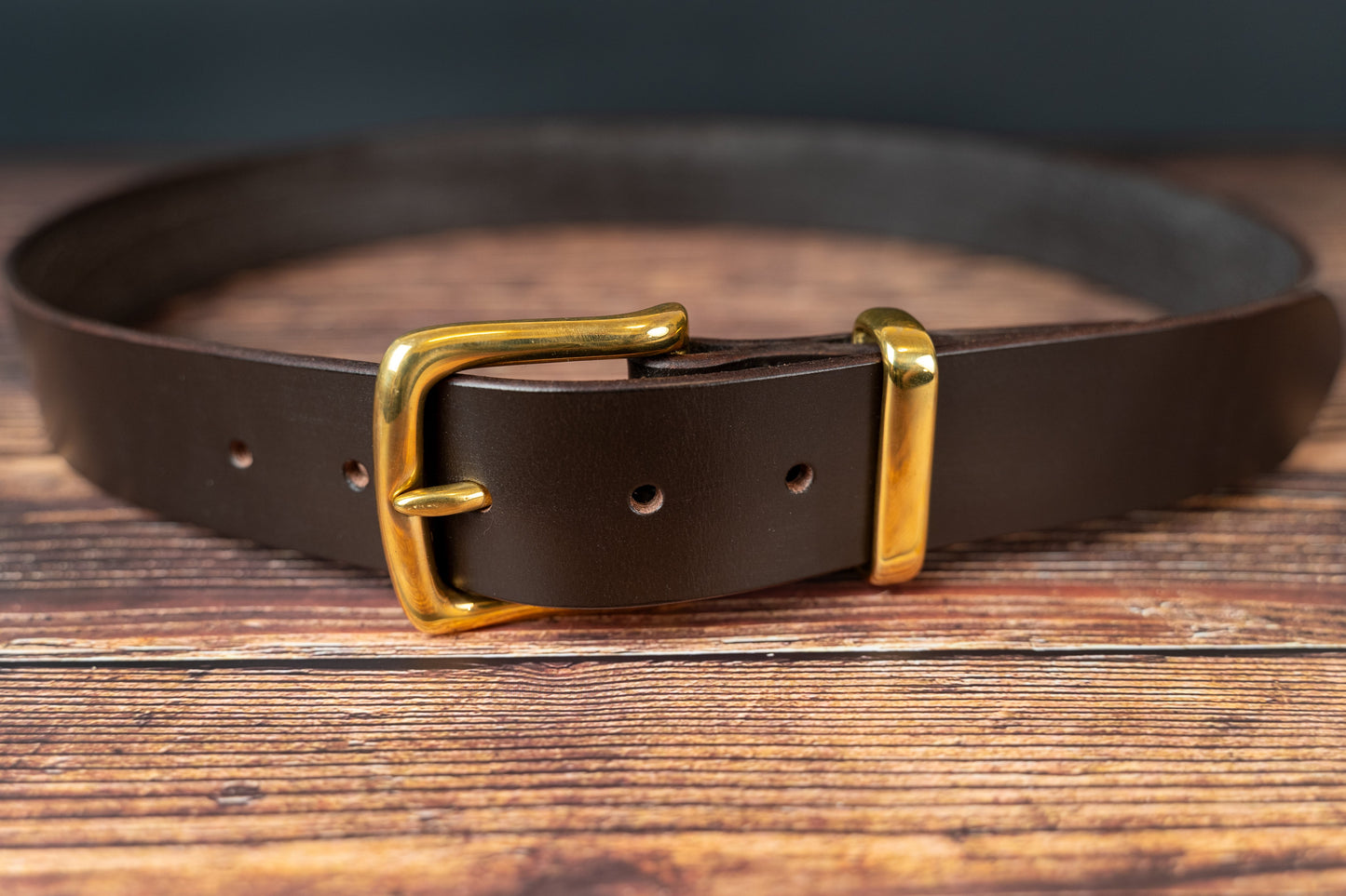 Brown Leather Belt - 38mm - Brass Buckle