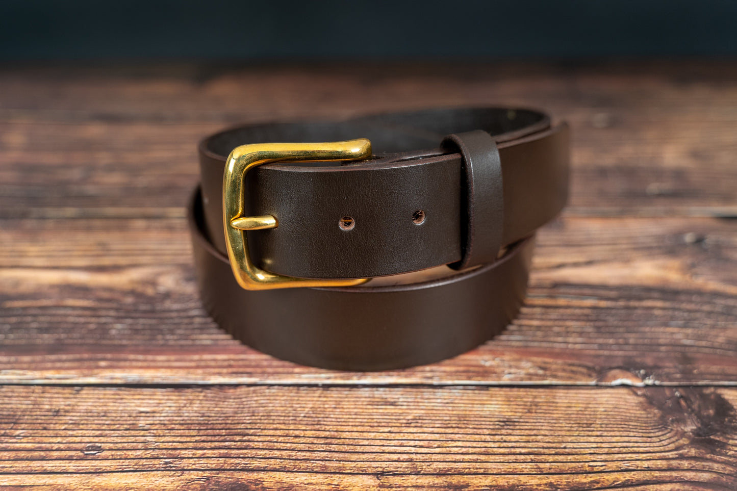 Brown Leather Belt - 38mm - Brass Buckle