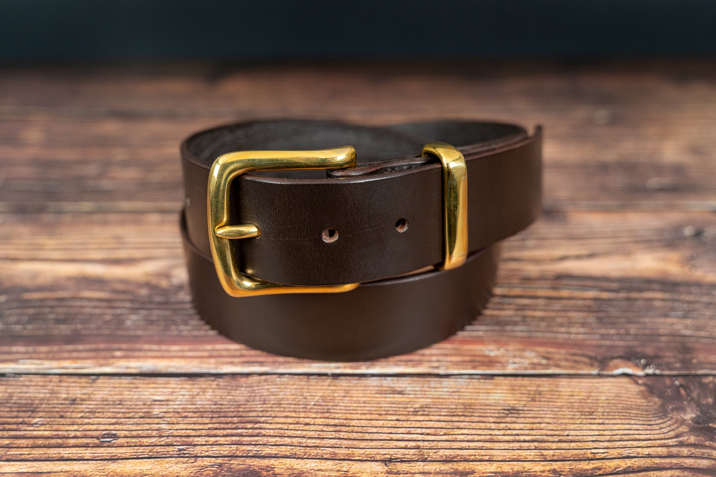 Brown Leather Belt - 38mm - Brass Buckle