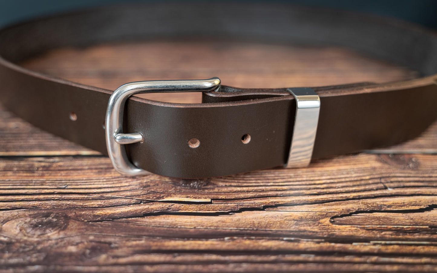 Brown Leather Belt - 38mm - Stainless Steel Buckle