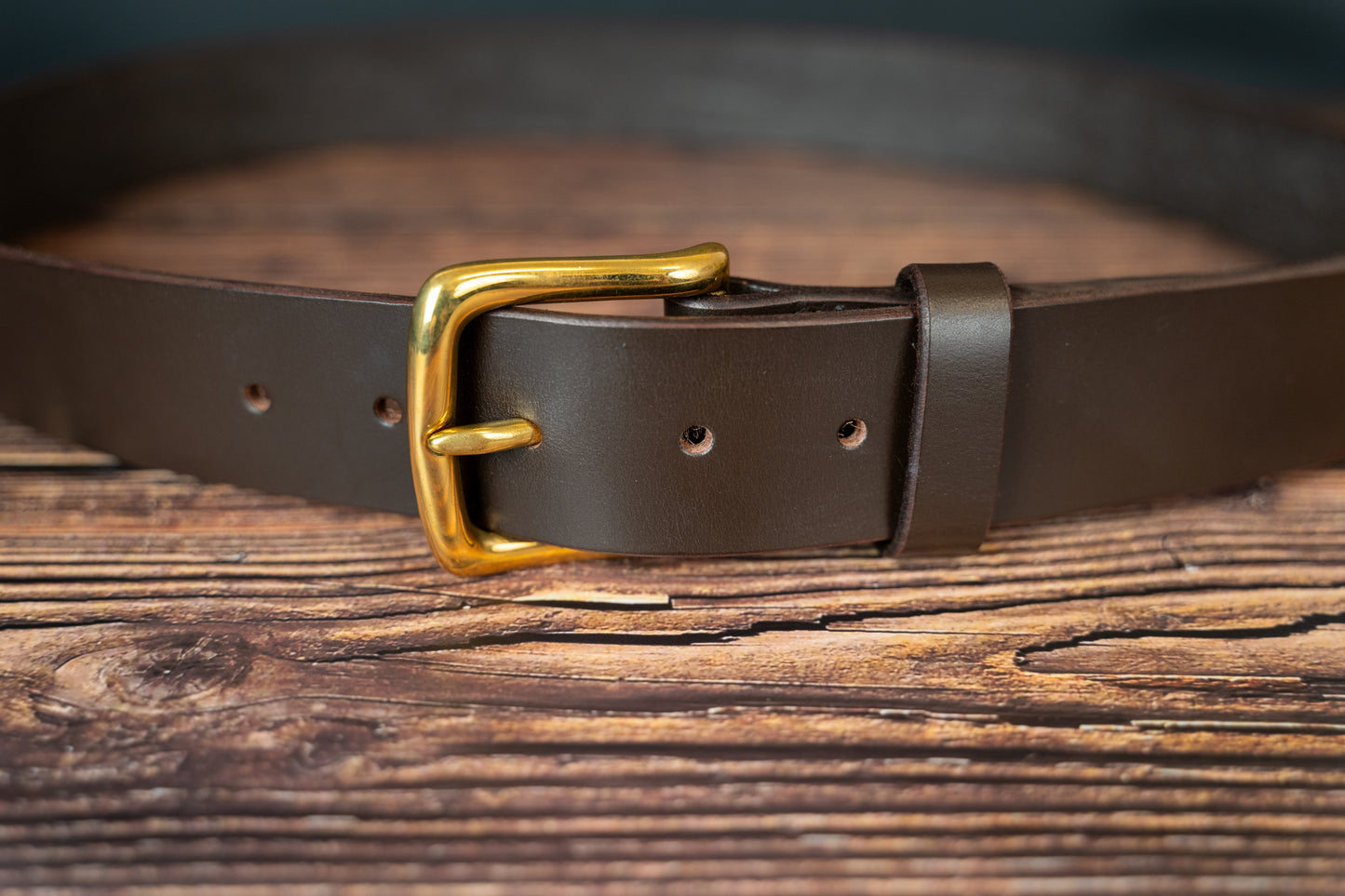 Brown Leather Belt - 38mm - Brass Buckle