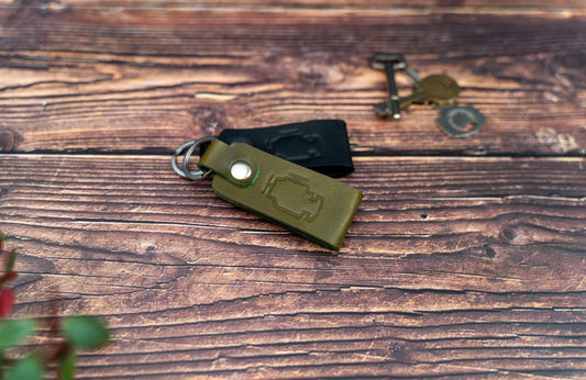 Engine management light leather car keyring