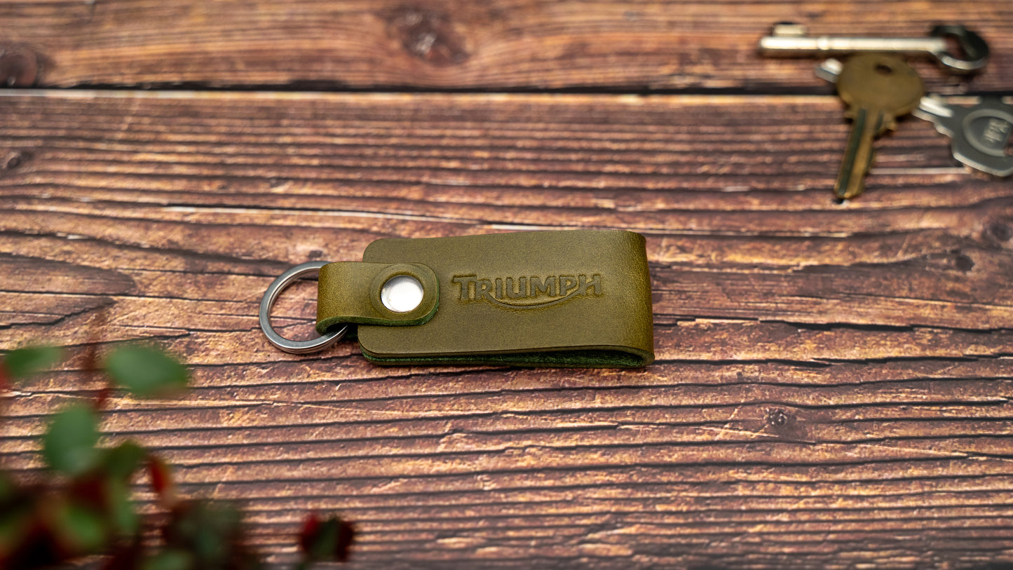 Triumph leather motorbike keyring