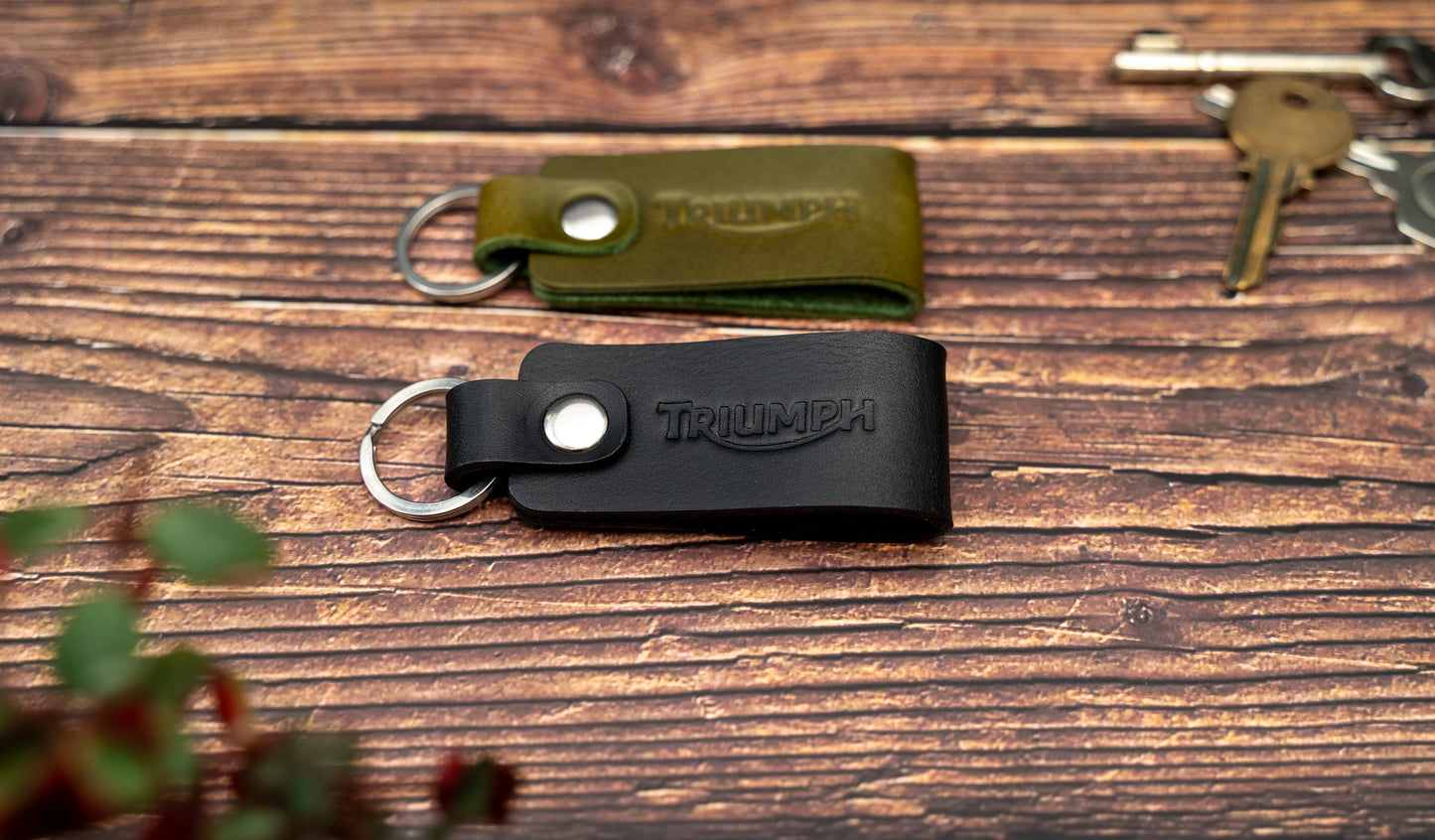 Triumph leather motorbike keyring
