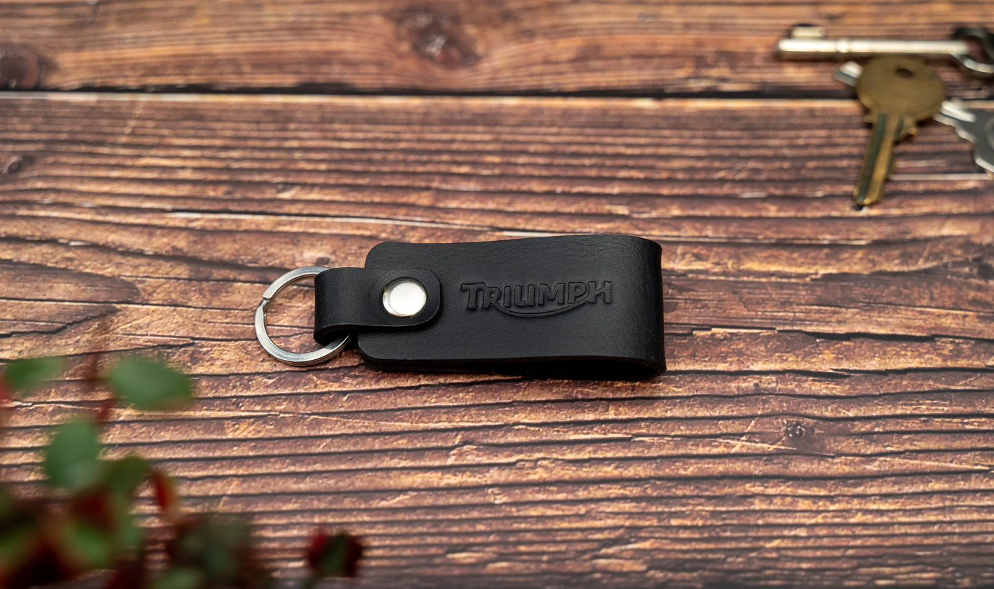 Triumph leather motorbike keyring