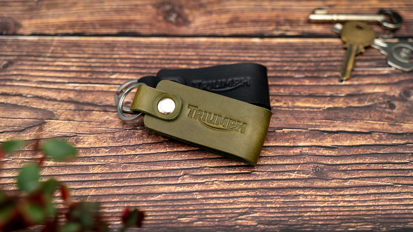 Triumph leather motorbike keyring