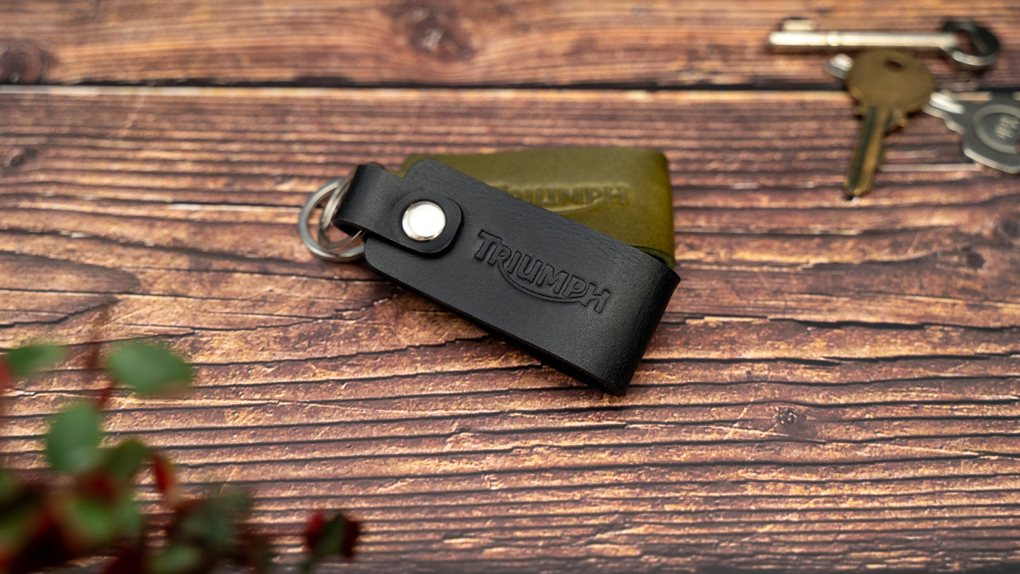 Triumph leather motorbike keyring