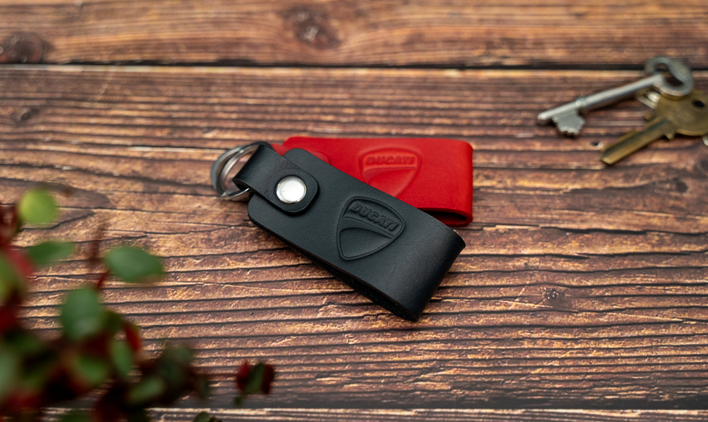 Ducati leather motorbike keyring