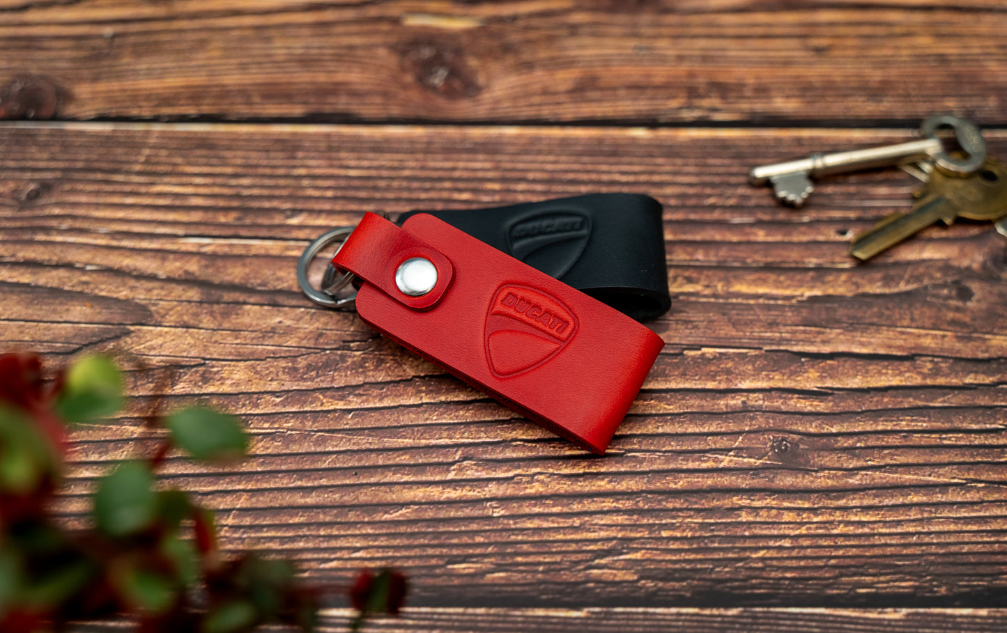 Ducati leather motorbike keyring
