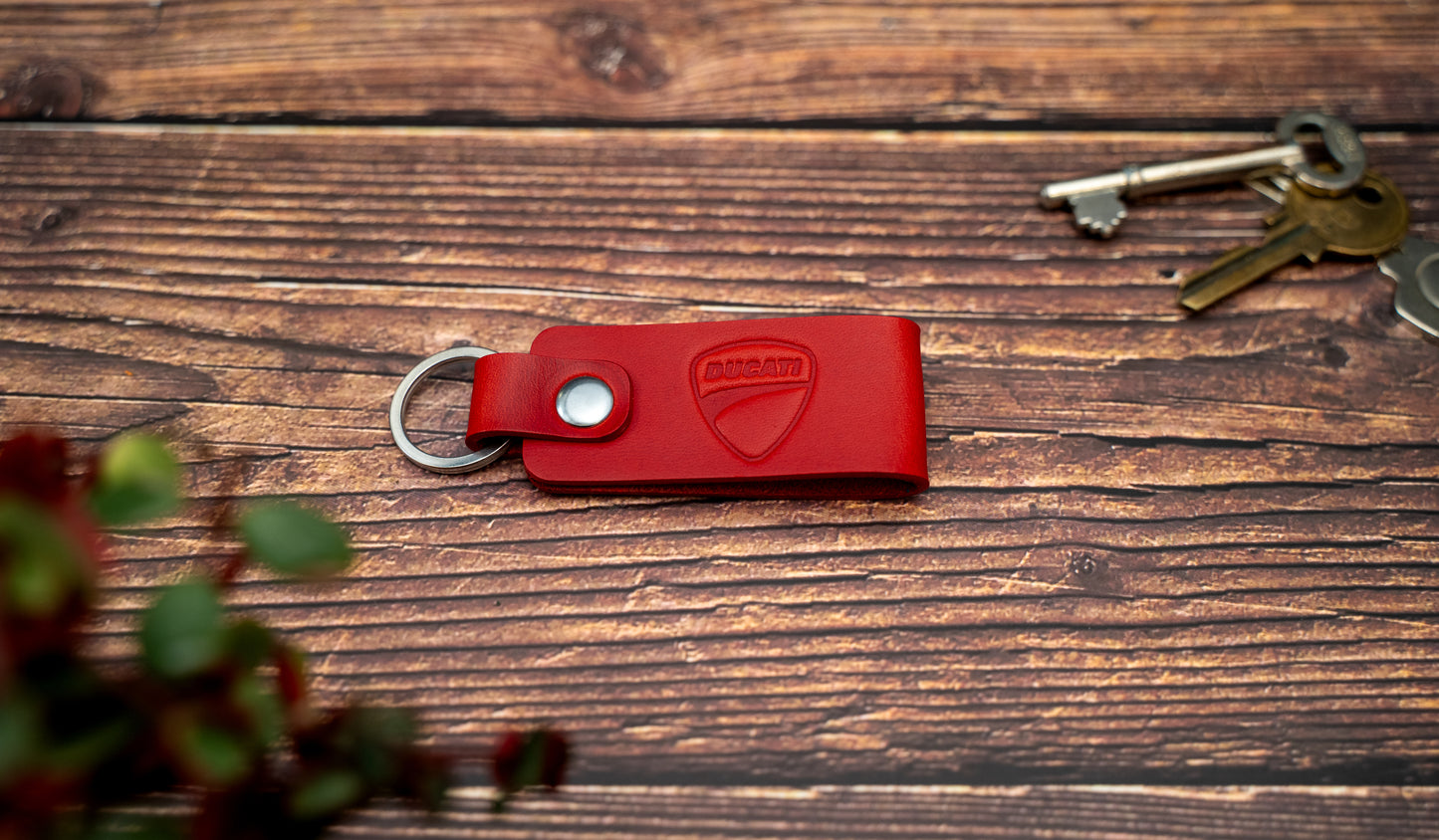 Ducati leather motorbike keyring