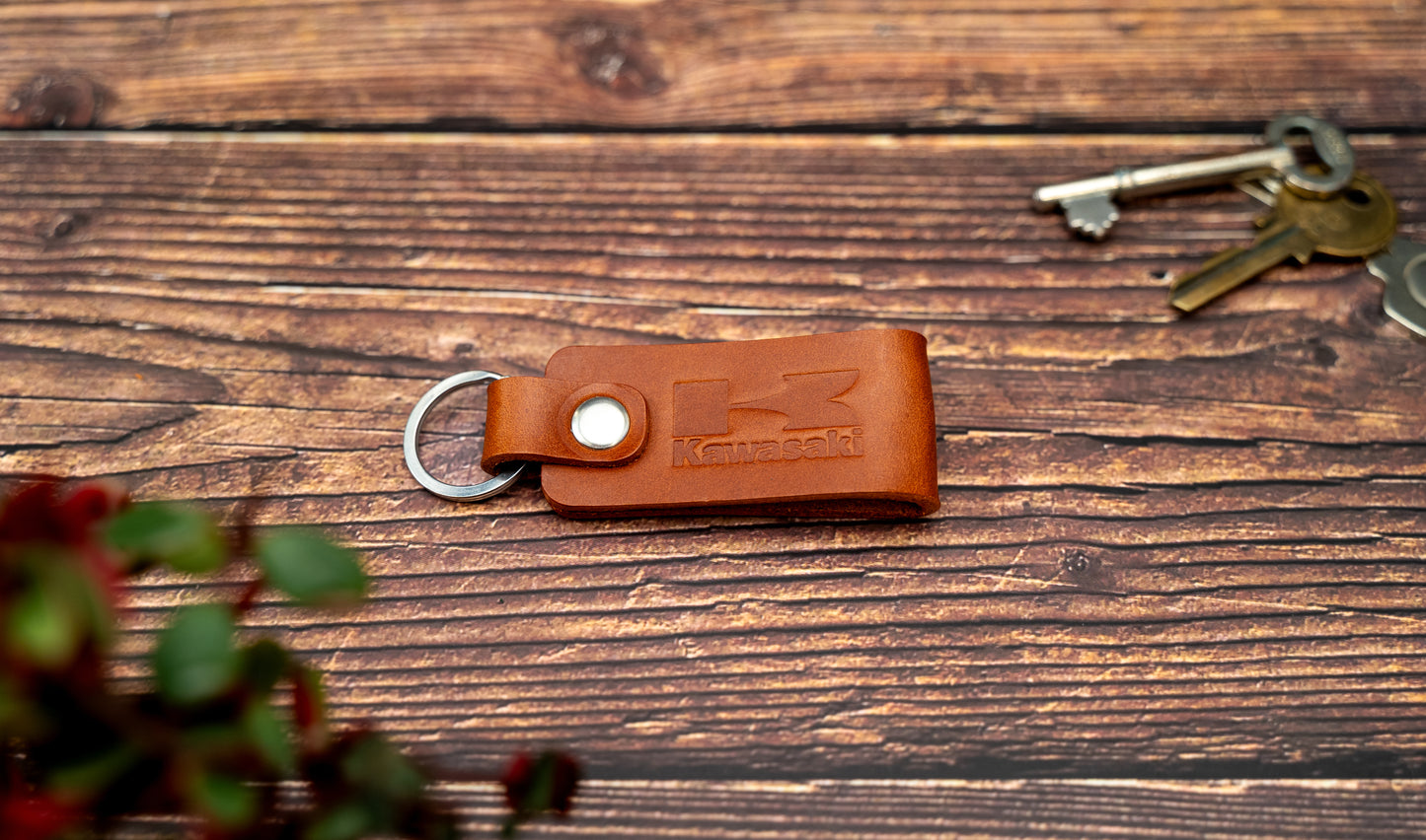 Kawasaki leather motorbike keyring