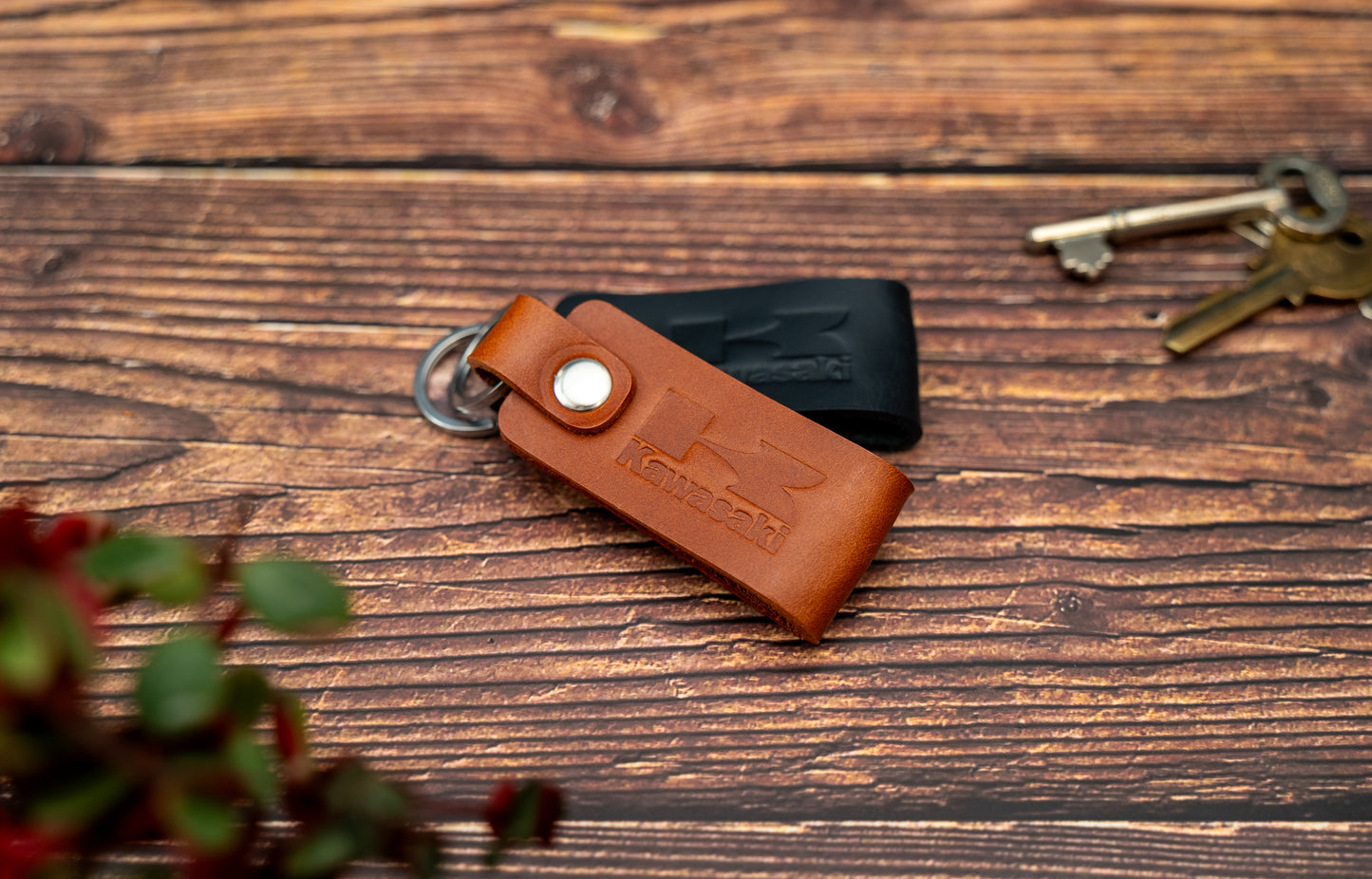 Kawasaki leather motorbike keyring