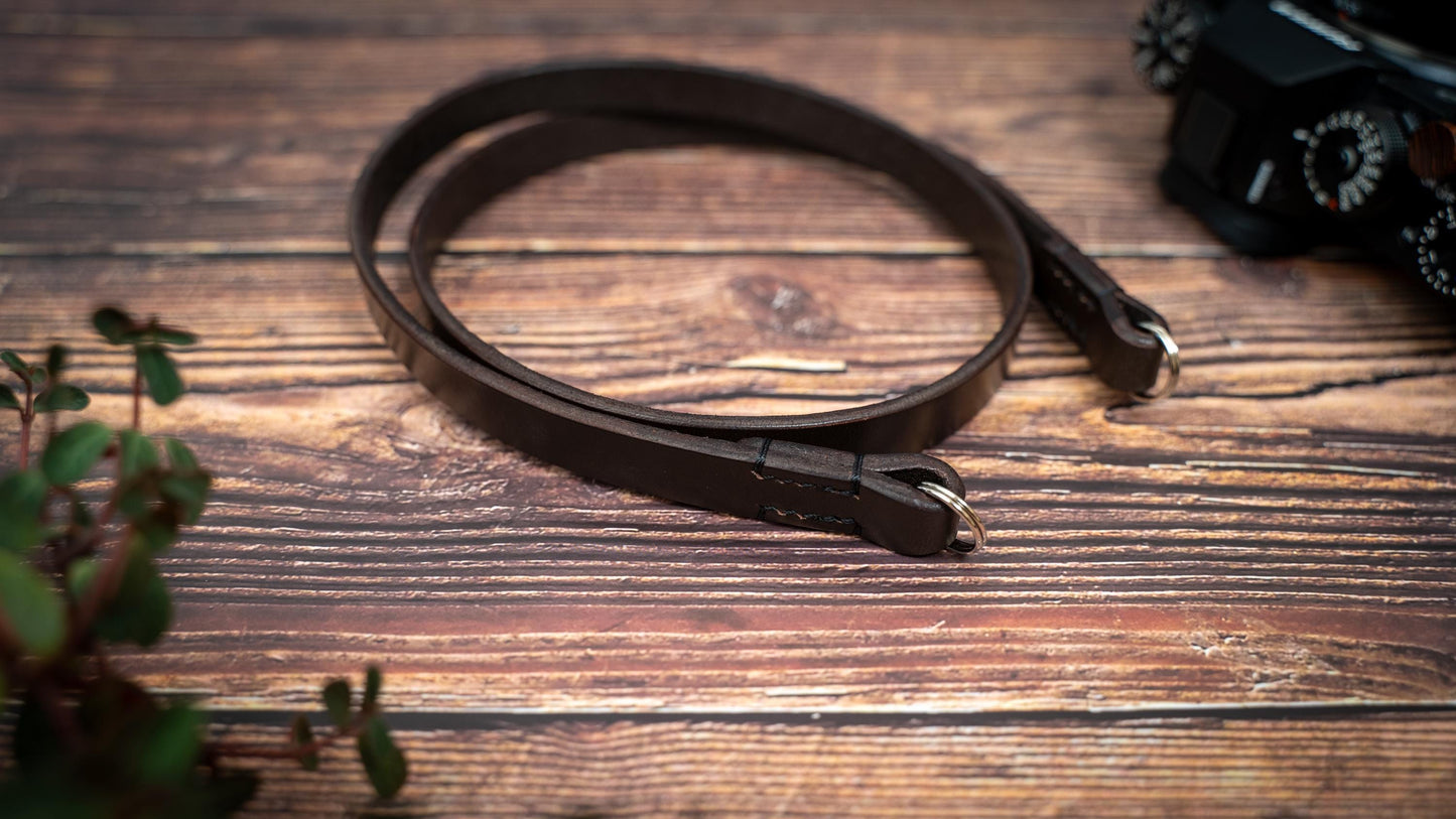 Brown Slim Leather Camera Strap - Premium Thick Camera Strap
