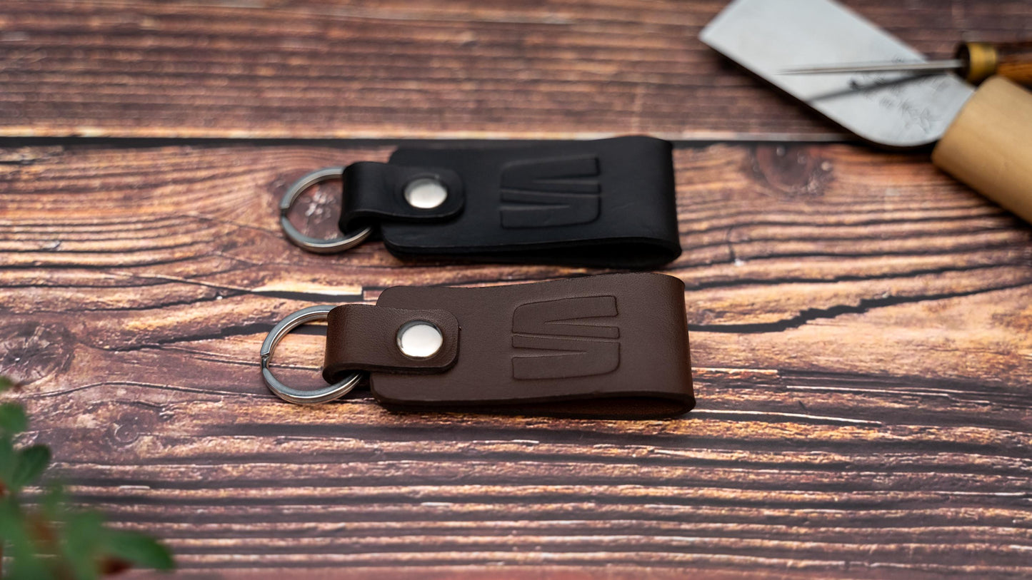 SEAT leather car keyring