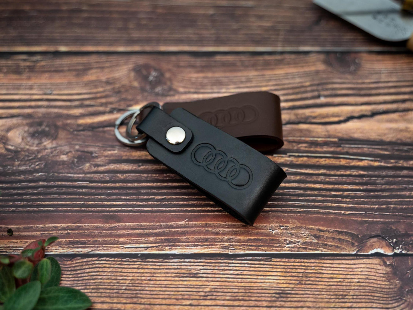 Audi leather car keyring