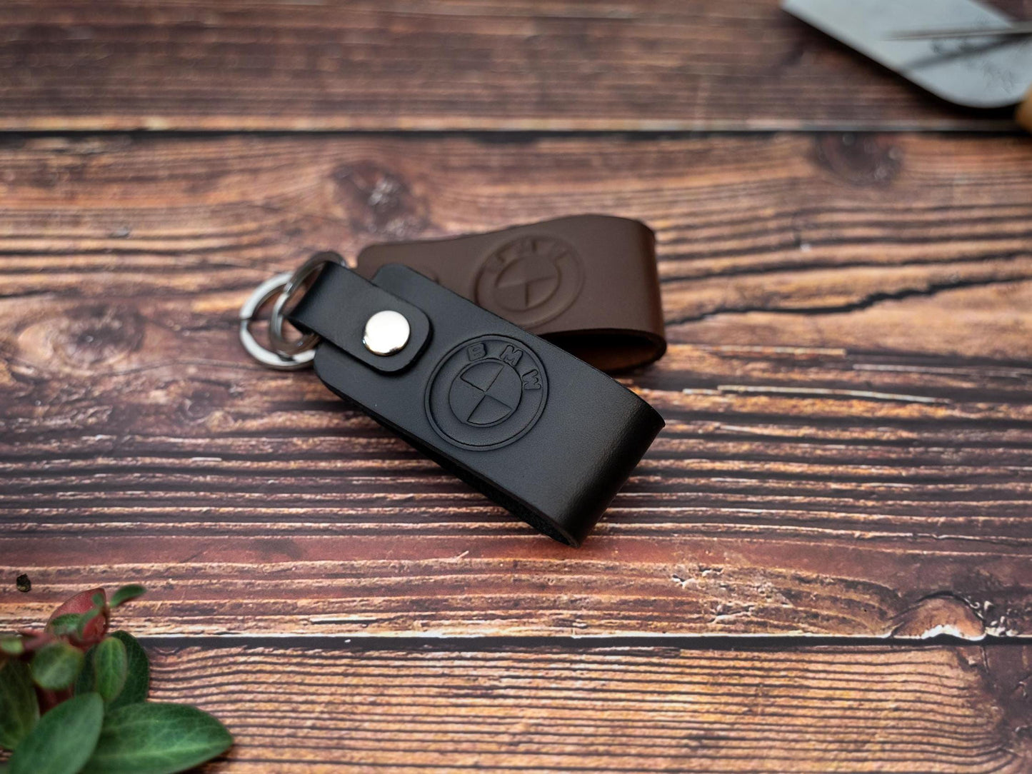BMW leather car keyring