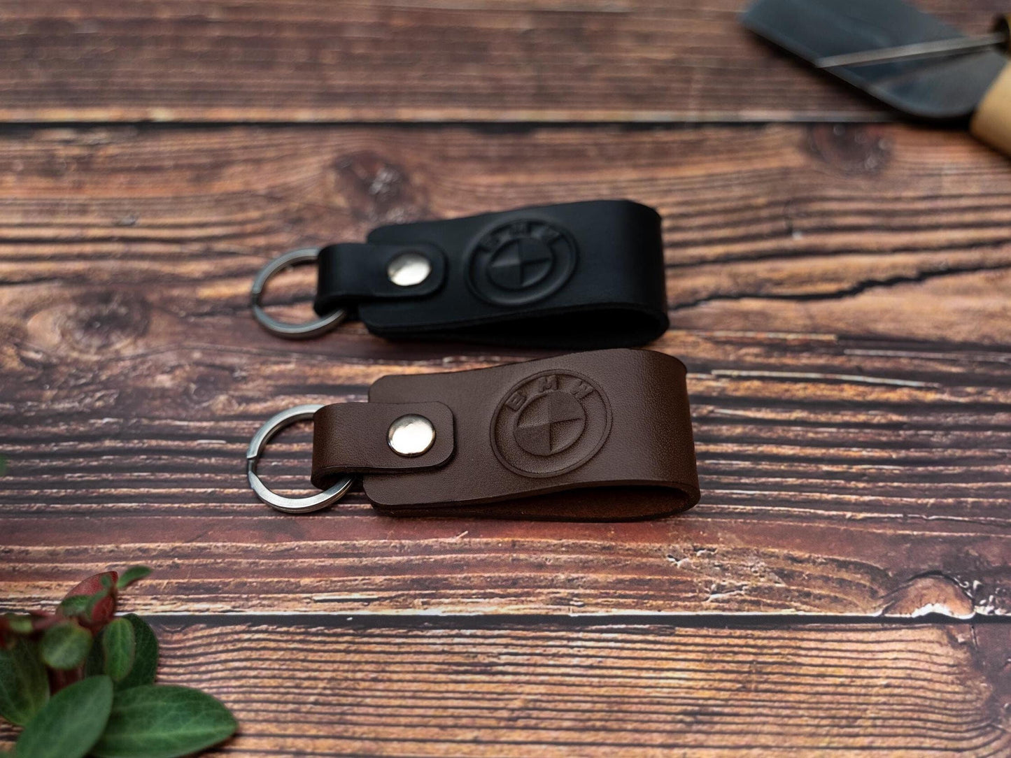 BMW leather car keyring
