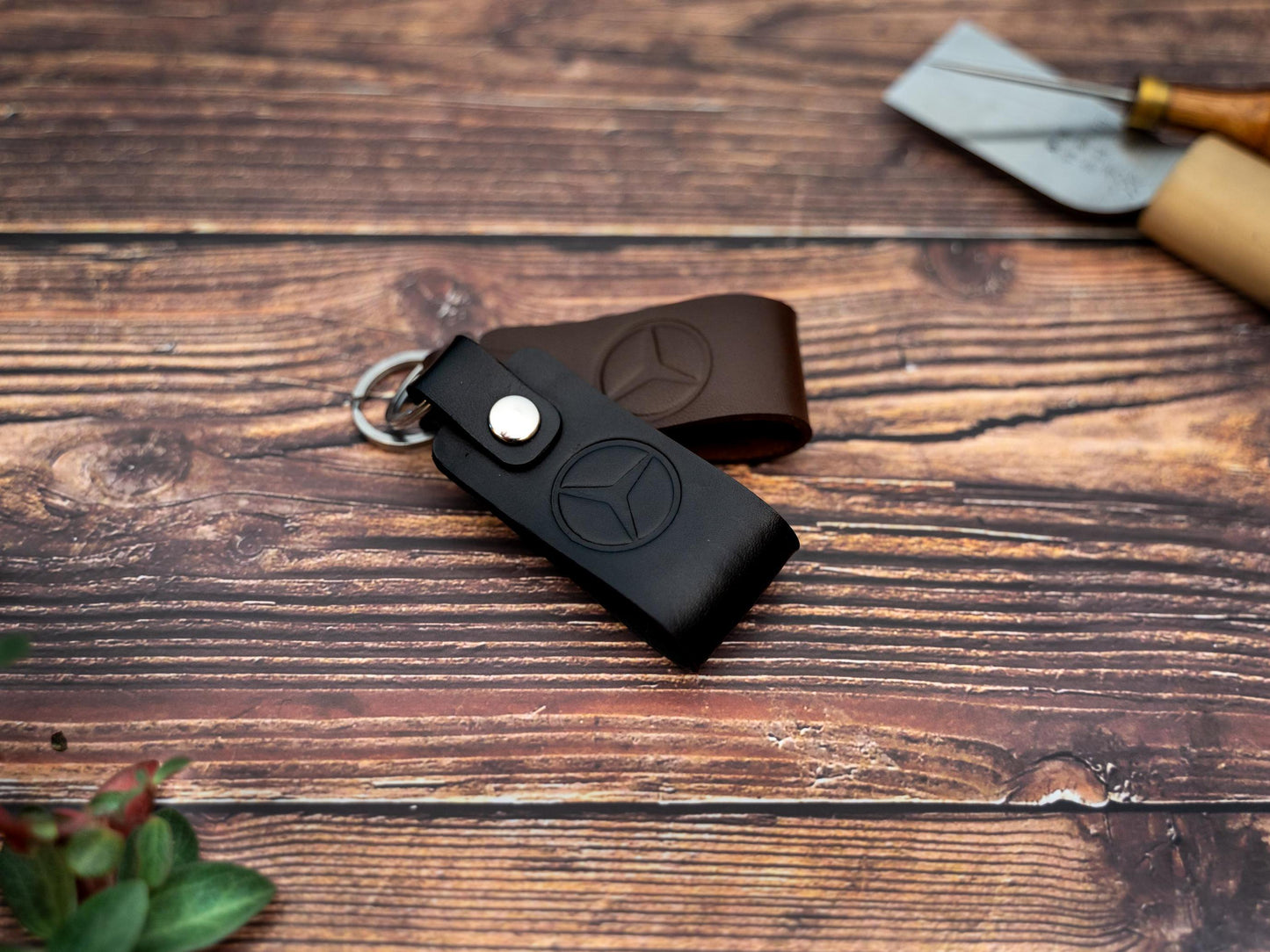 Mercedes Benz car leather keyring