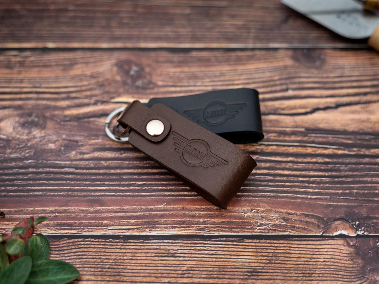 Mini Cooper leather car keyring