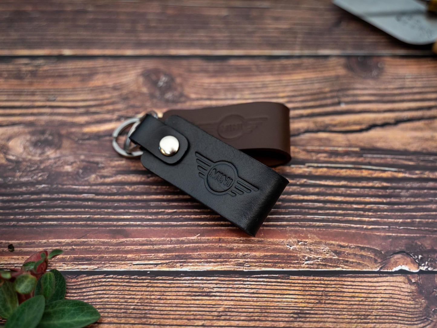 Mini Cooper leather car keyring
