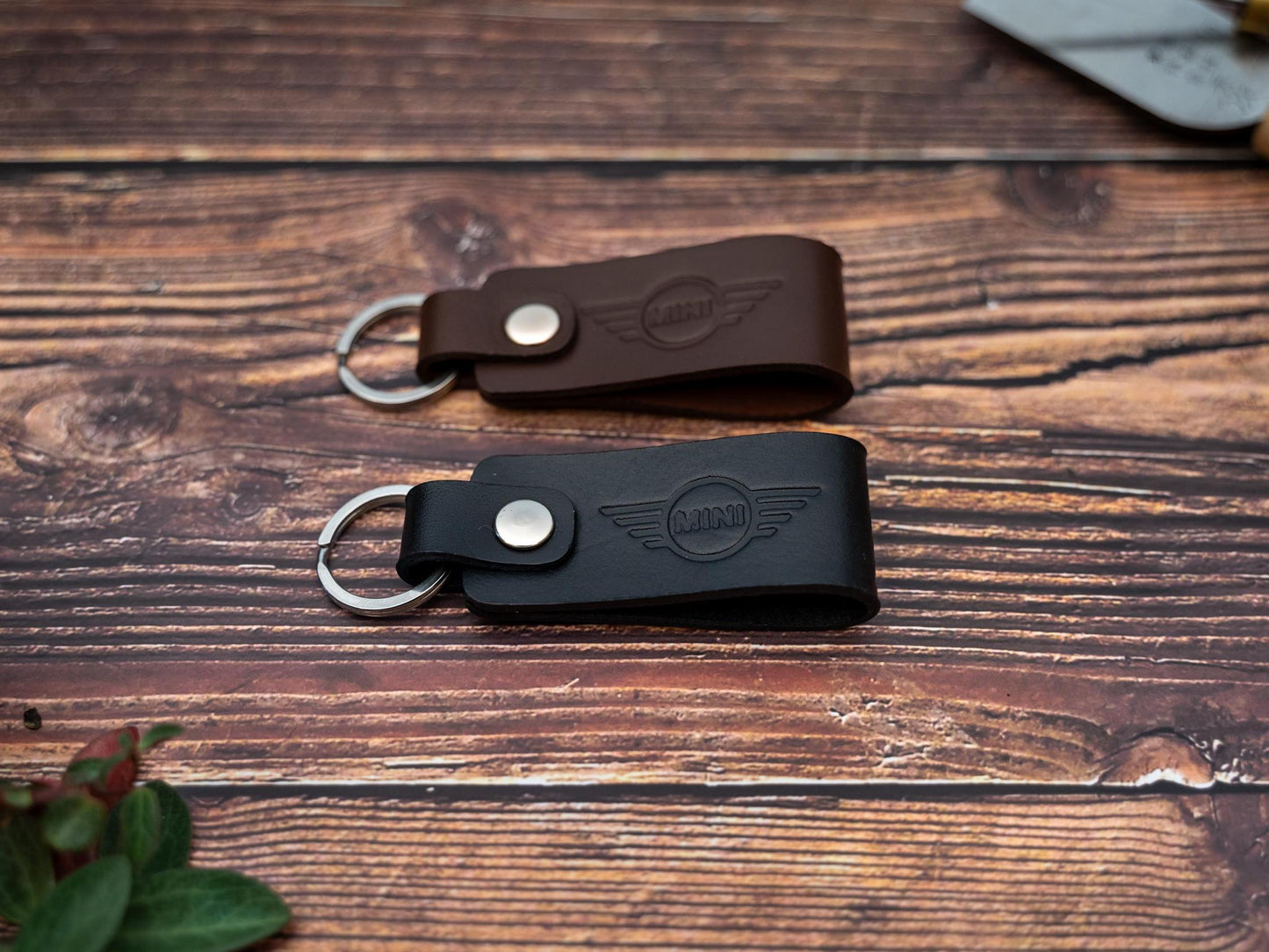 Mini Cooper leather car keyring