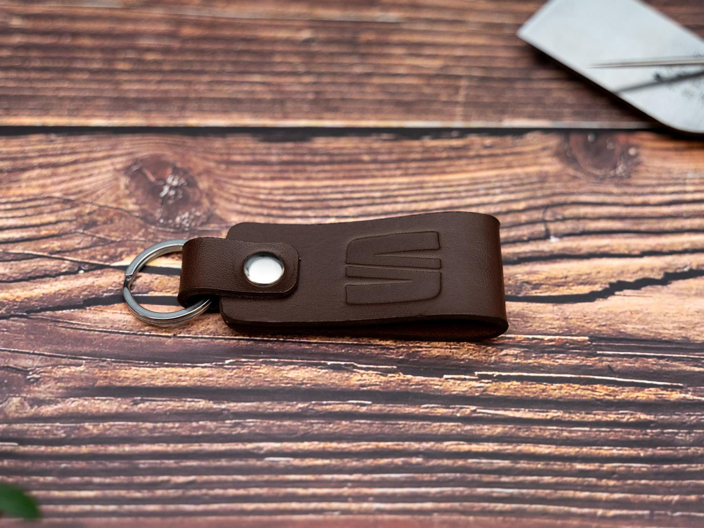 SEAT leather car keyring