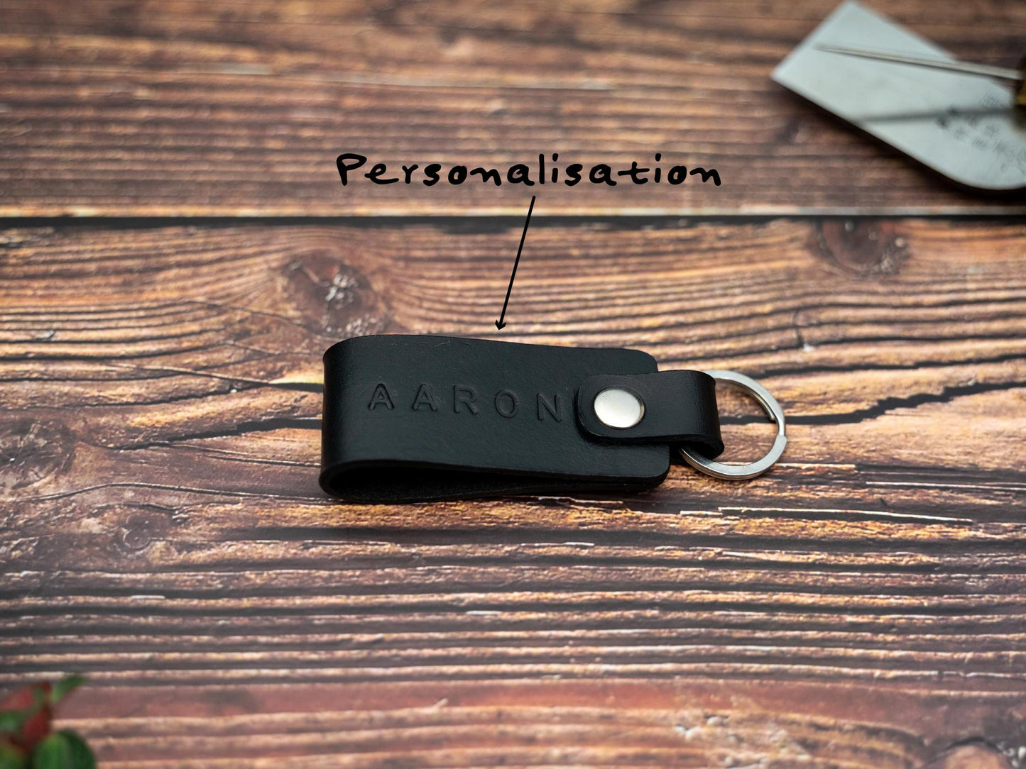 Land Rover stitched leather car keyring