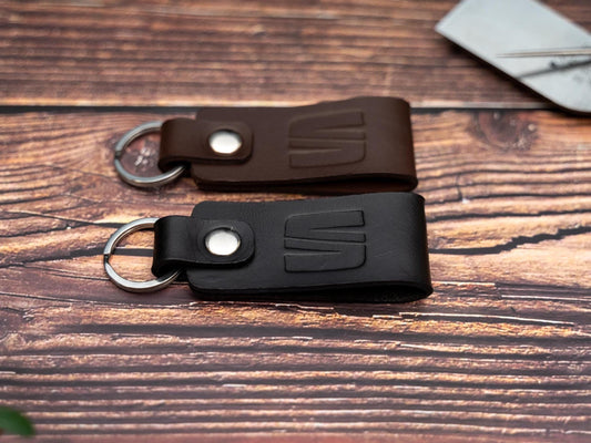 SEAT leather car keyring