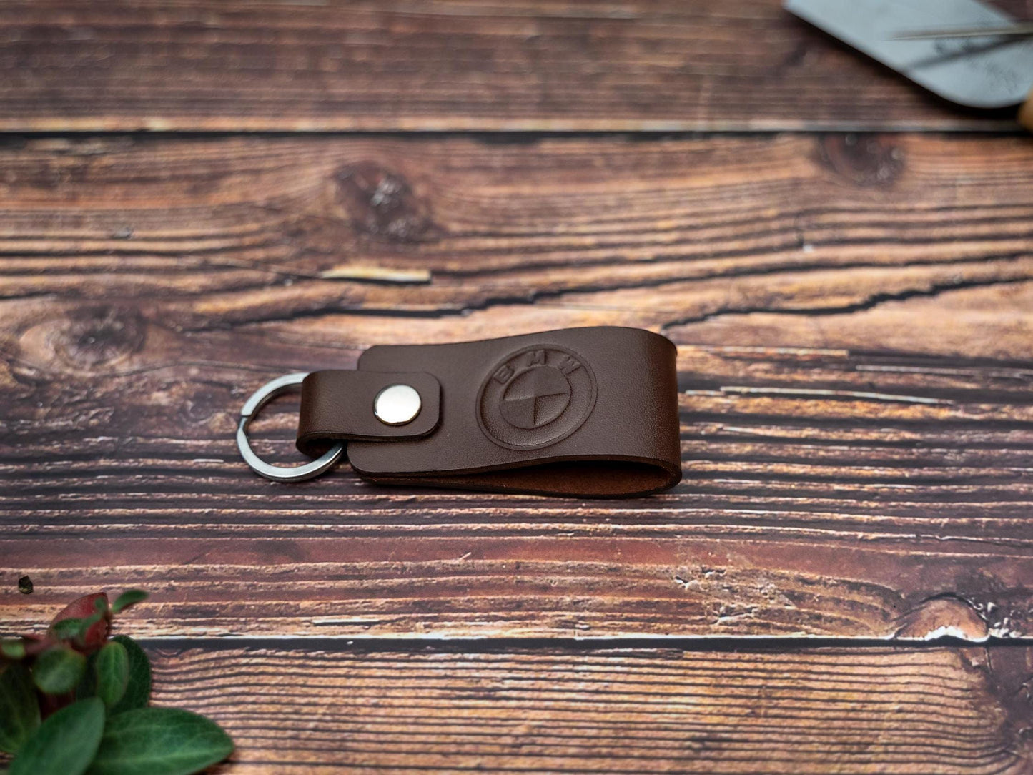BMW leather car keyring