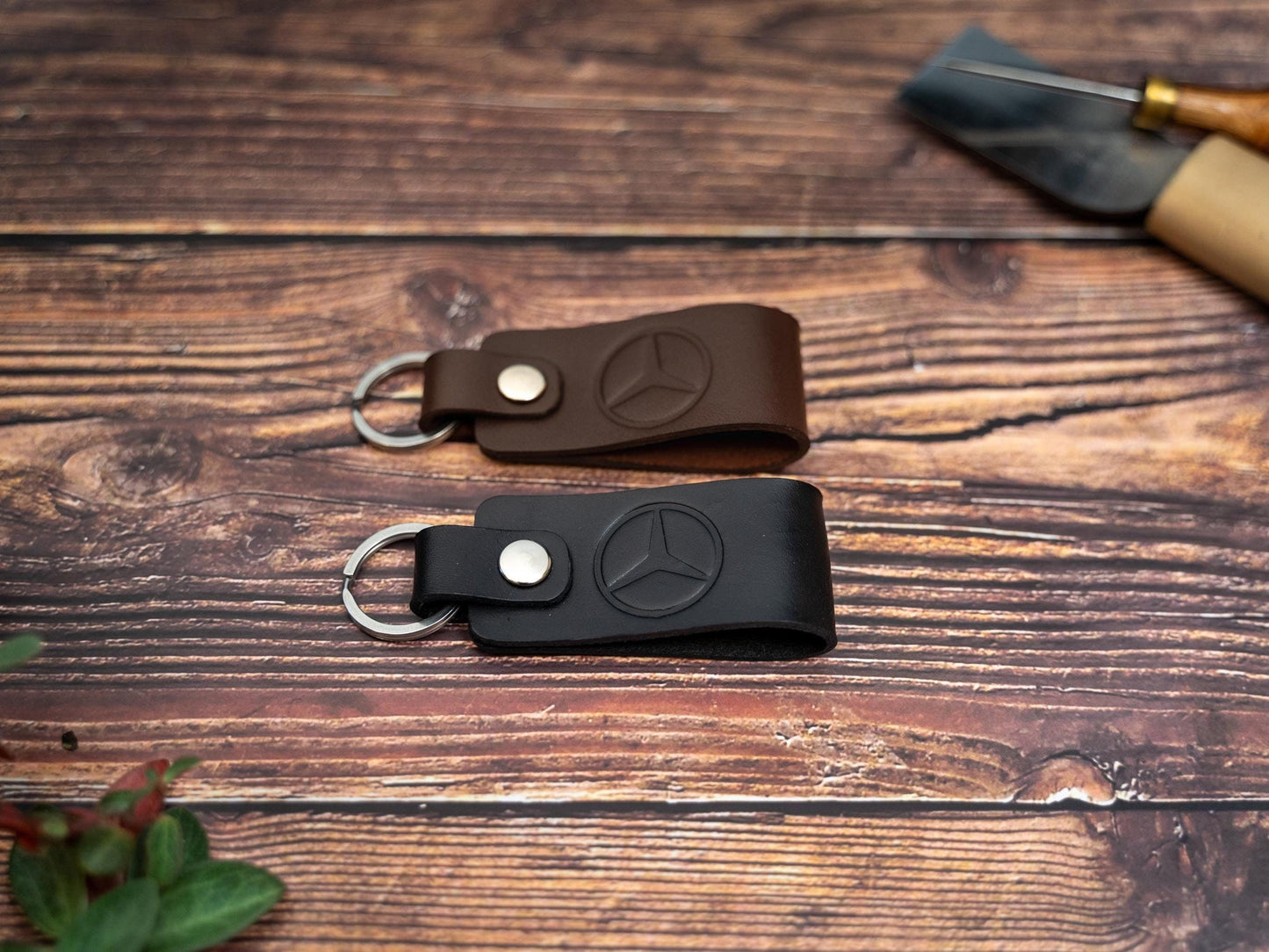 Mercedes Benz car leather keyring