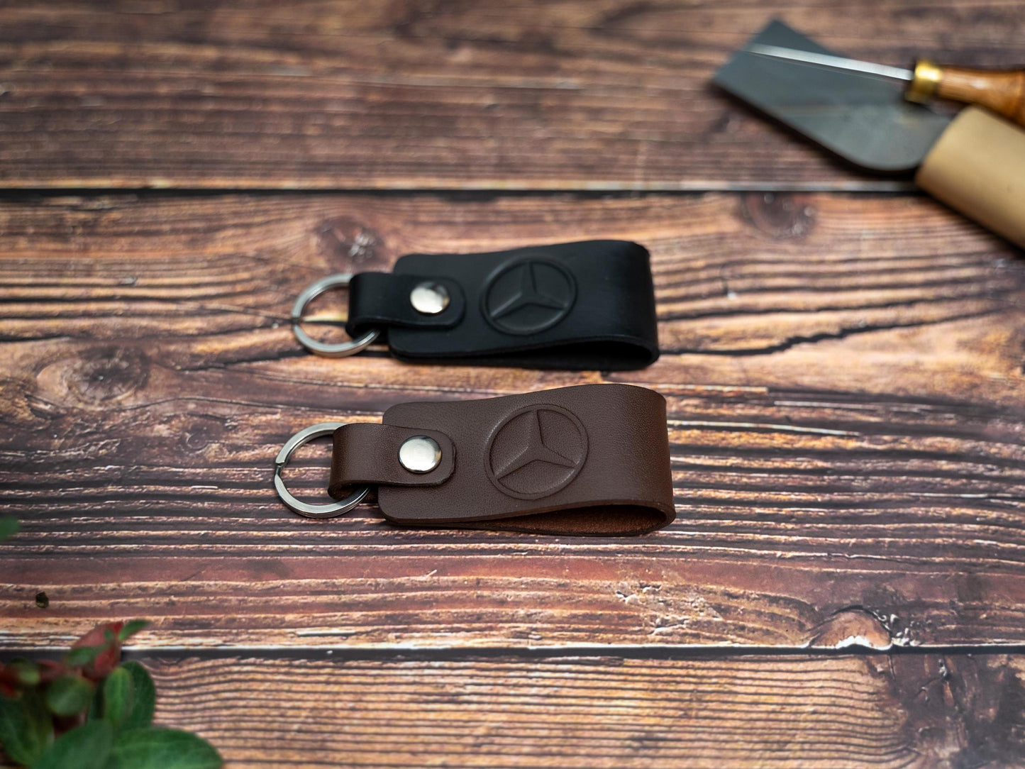 Mercedes Benz car leather keyring
