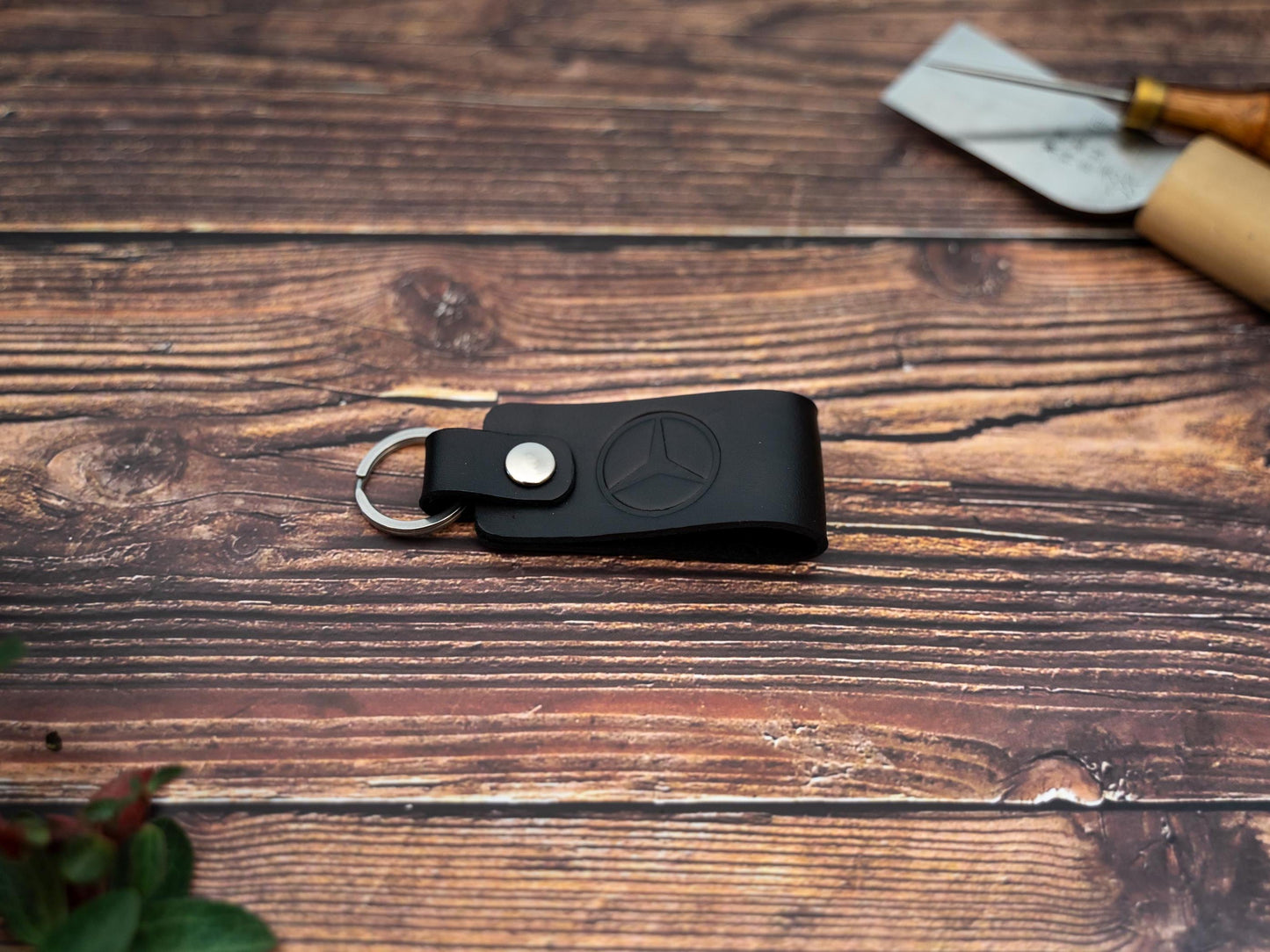 Mercedes Benz car leather keyring