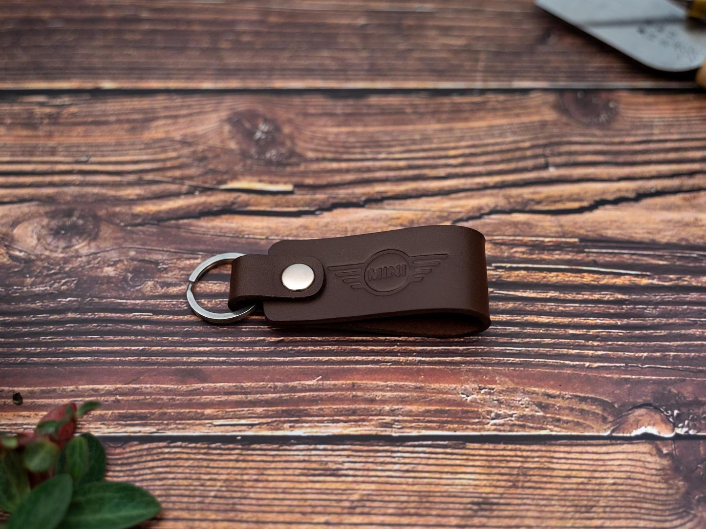 Mini Cooper leather car keyring
