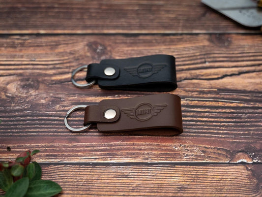 Mini Cooper leather car keyring