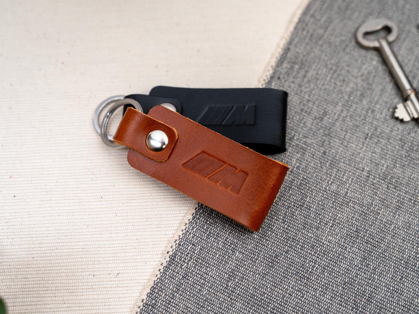 BMW M sport leather car keyring
