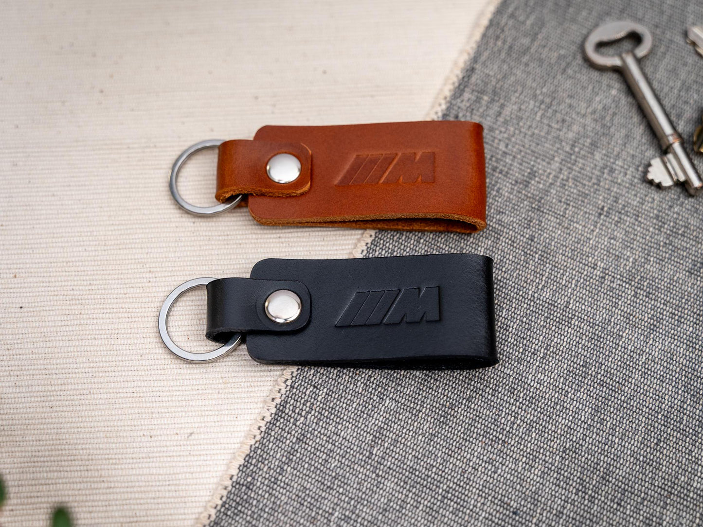 BMW M sport leather car keyring