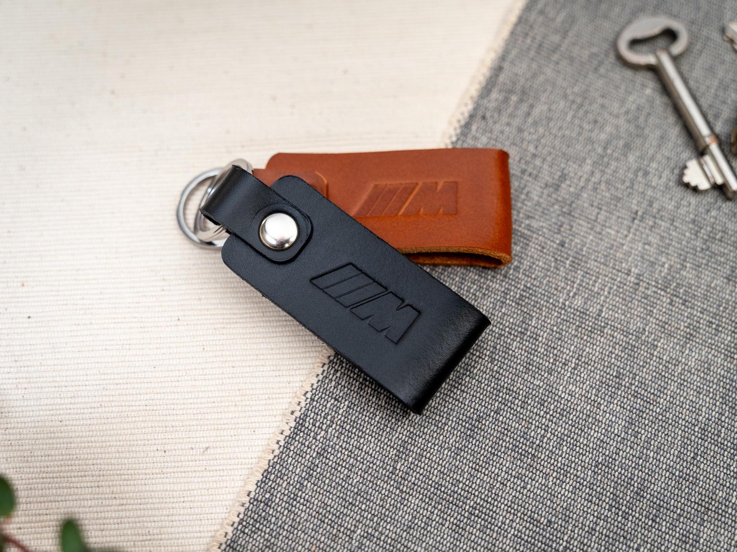 BMW M sport leather car keyring