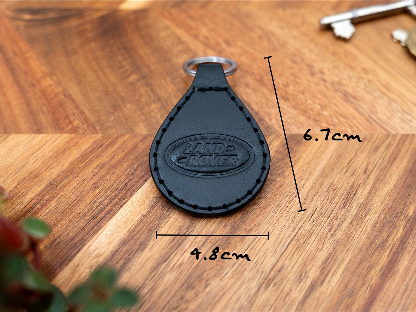Land Rover stitched leather car keyring