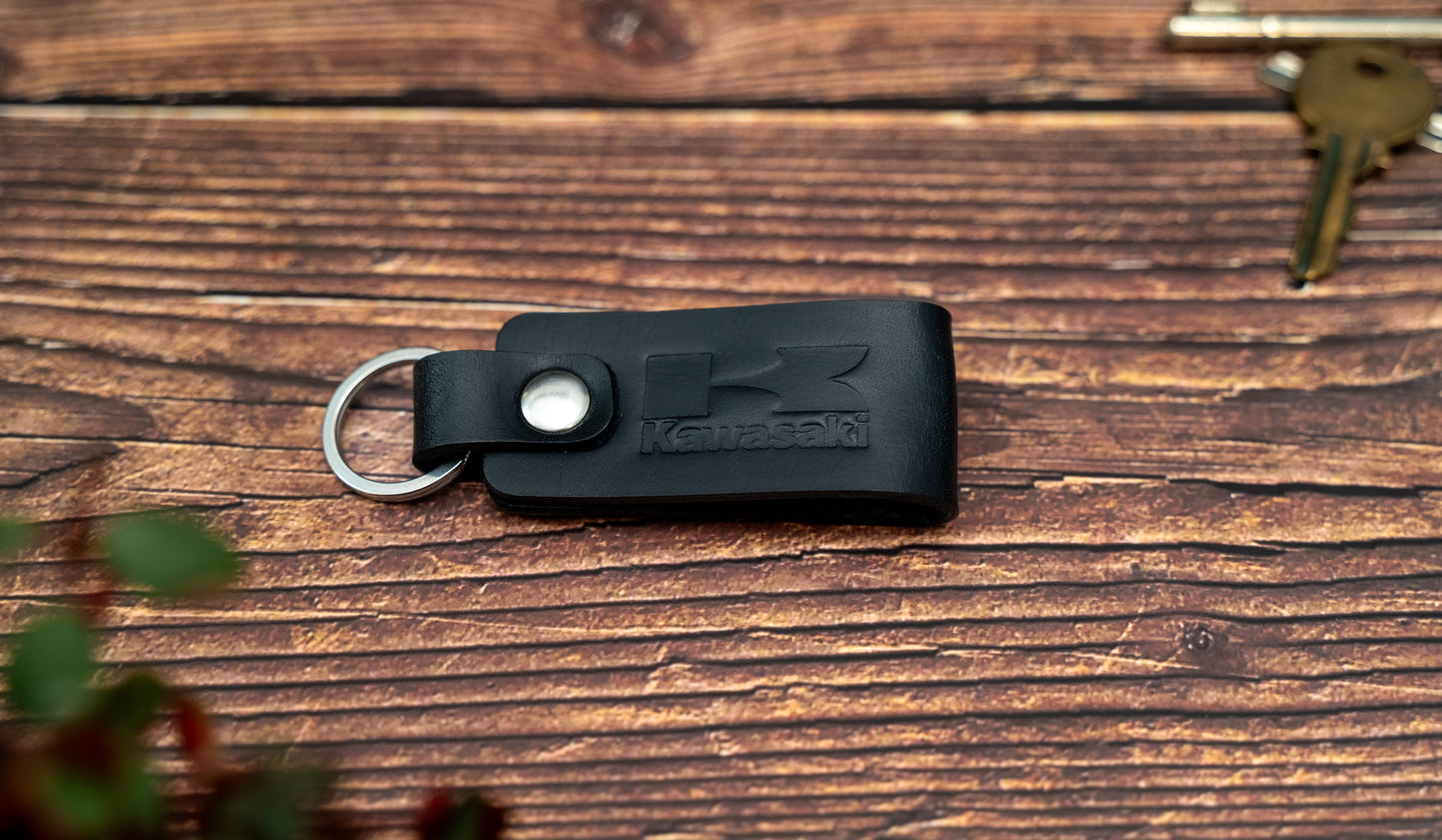 Kawasaki leather motorbike keyring