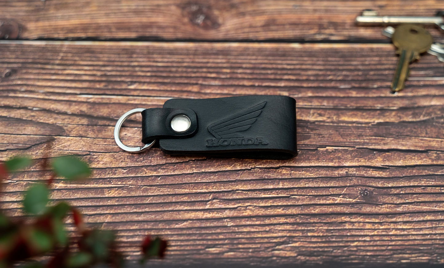 Honda leather motorbike keyring
