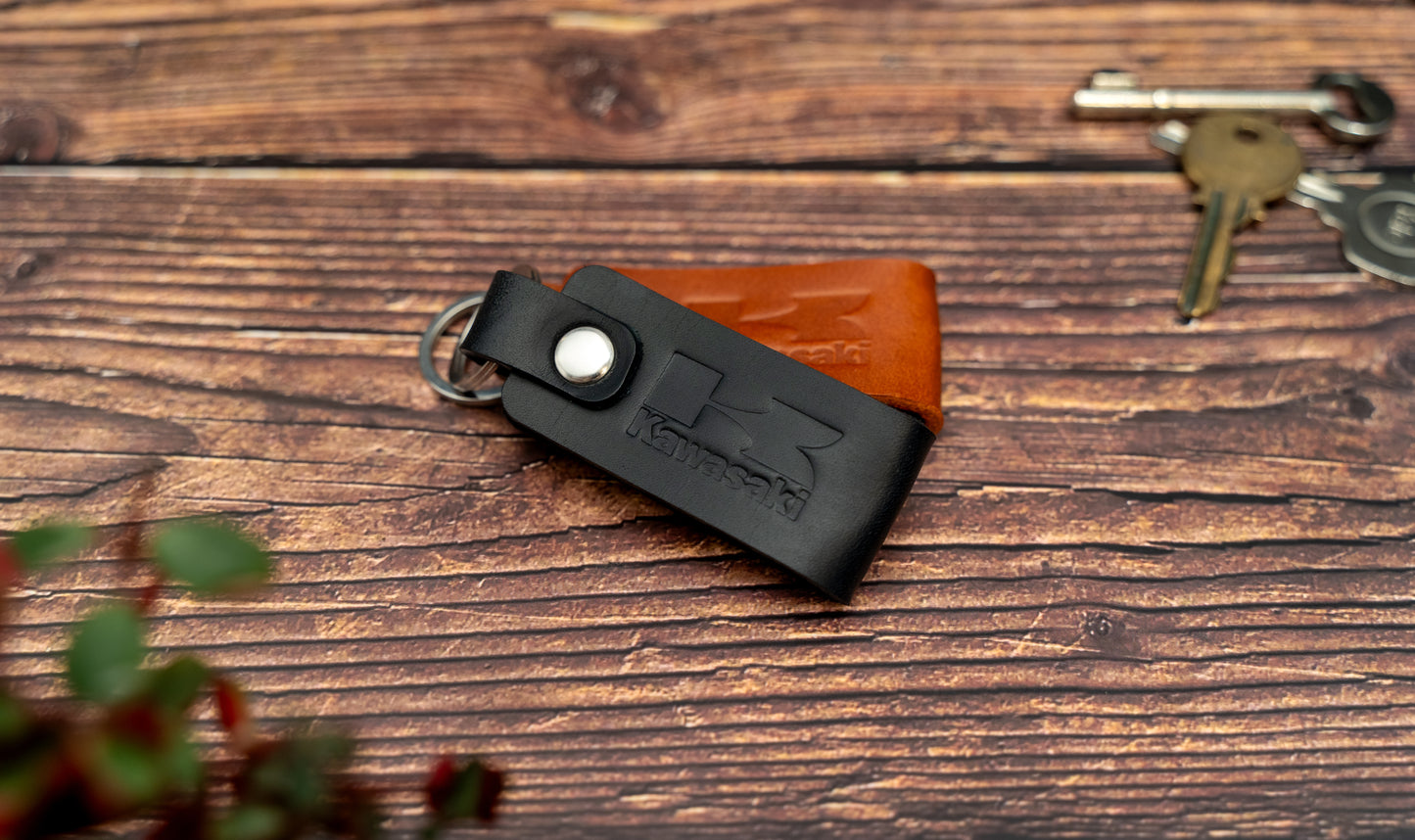Kawasaki leather motorbike keyring