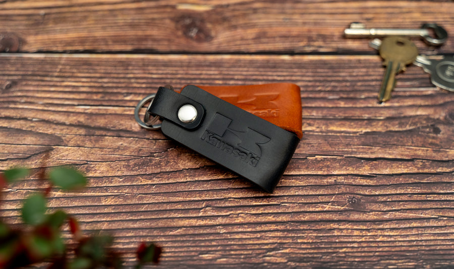 Kawasaki leather motorbike keyring