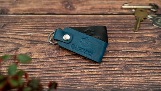 Suzuki leather motorbike keyring