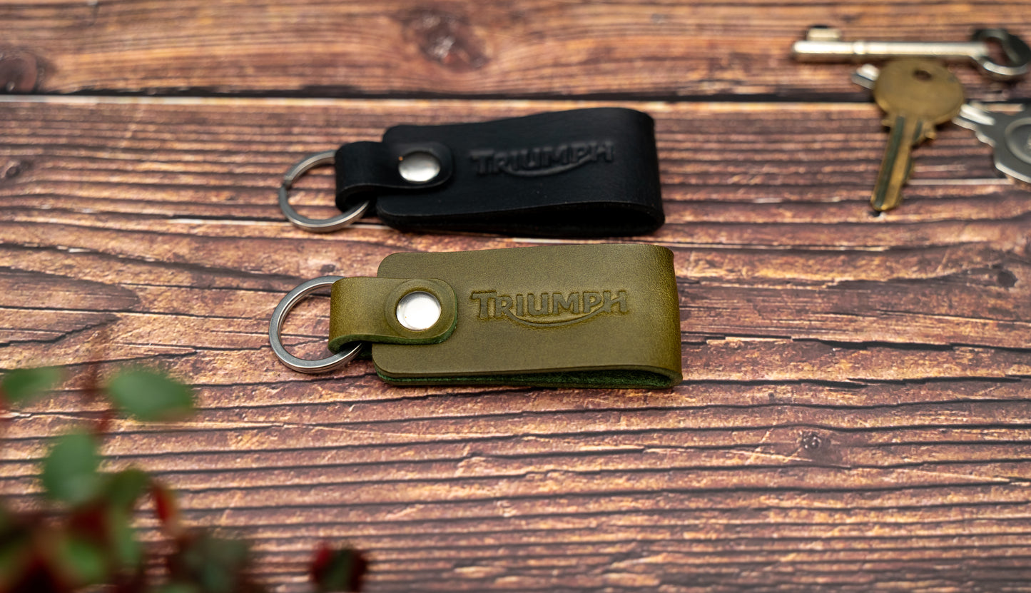 Triumph leather motorbike keyring