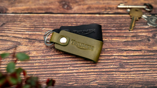 Triumph leather motorbike keyring