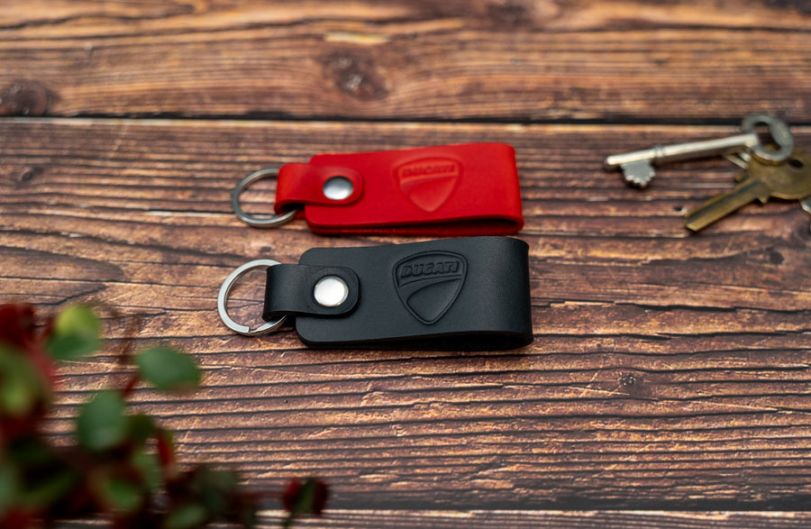 Ducati leather motorbike keyring