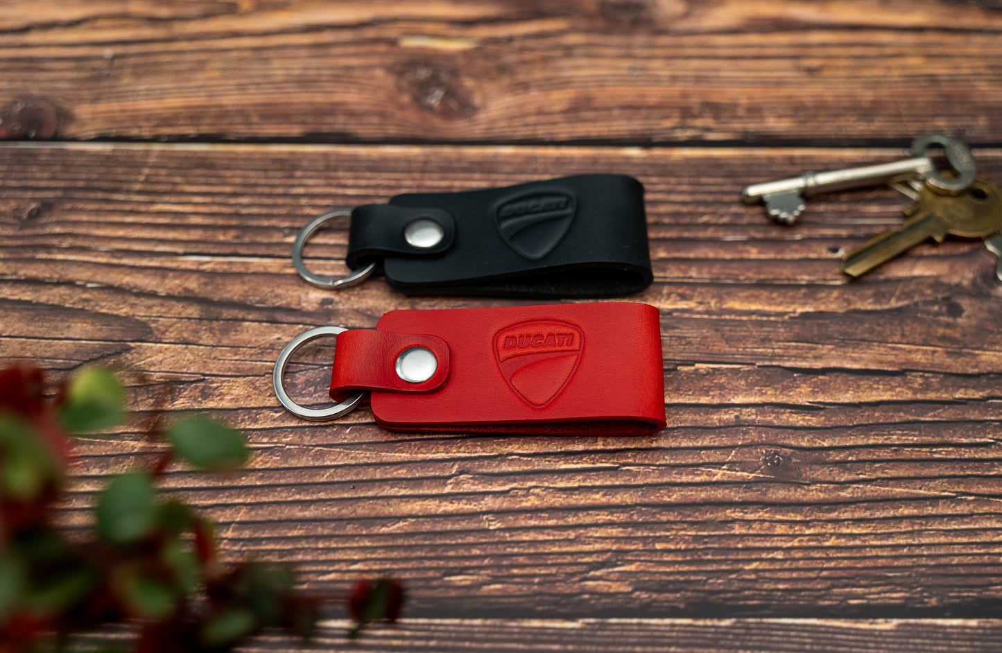 Ducati leather motorbike keyring