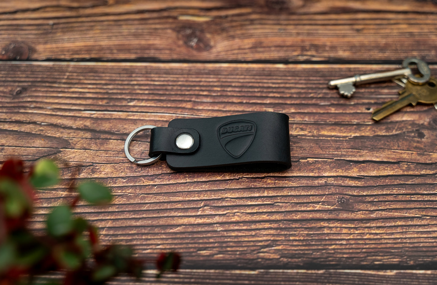 Ducati leather motorbike keyring