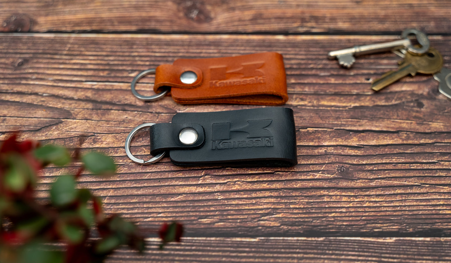 Kawasaki leather motorbike keyring